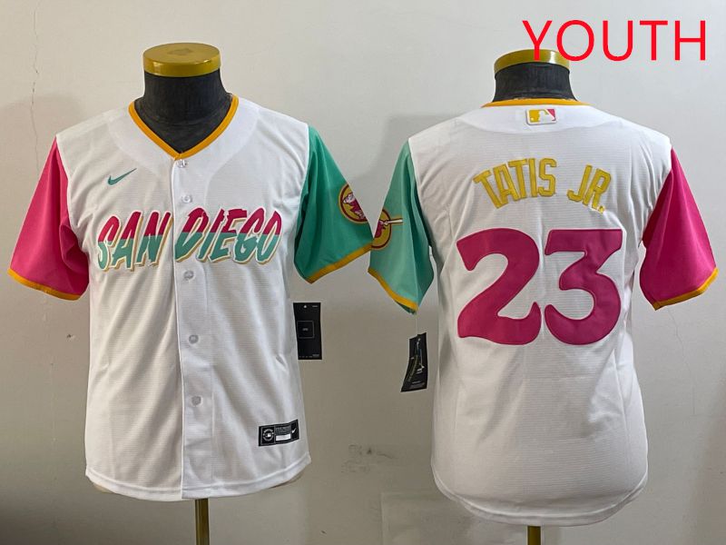 Youth San Diego Padres #23 Tatis jr White City Edition 2025 Nike MLB Jersey style 2